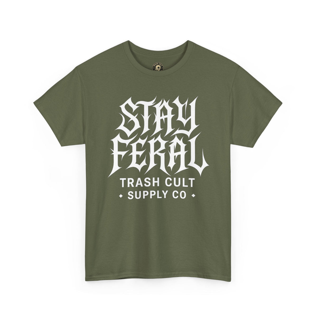 Unisex Heavy Cotton Tee - Stay Feral Graphic Tee, Streetwear Shirt, Gift for Wild Spirits, Eco-Friendly Casualwear, Summer Fashion