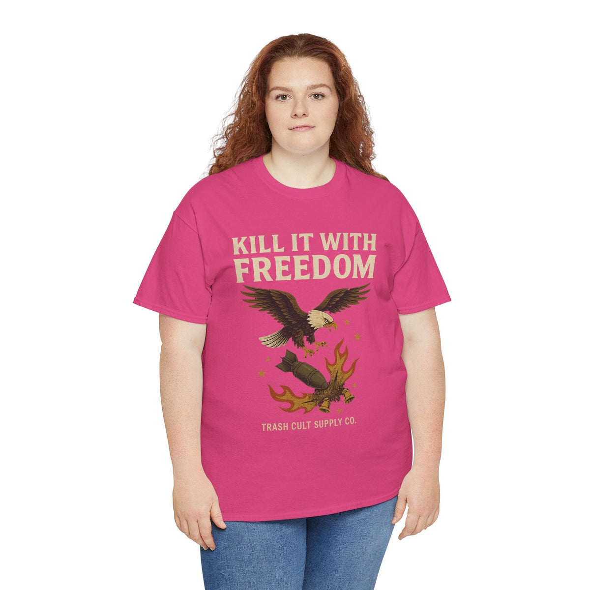 Kill It With Freedom T-Shirt – Patriotic Military Graphic | Trash Cult Supply Co. | Gildan 5000 Tee