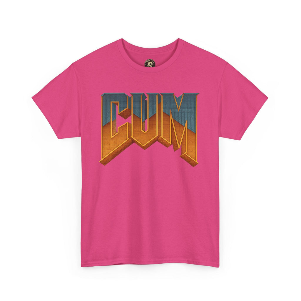 CUM Parody Metal Logo Shirt – Doom-Inspired Retro Gamer Tee on Gildan 5000