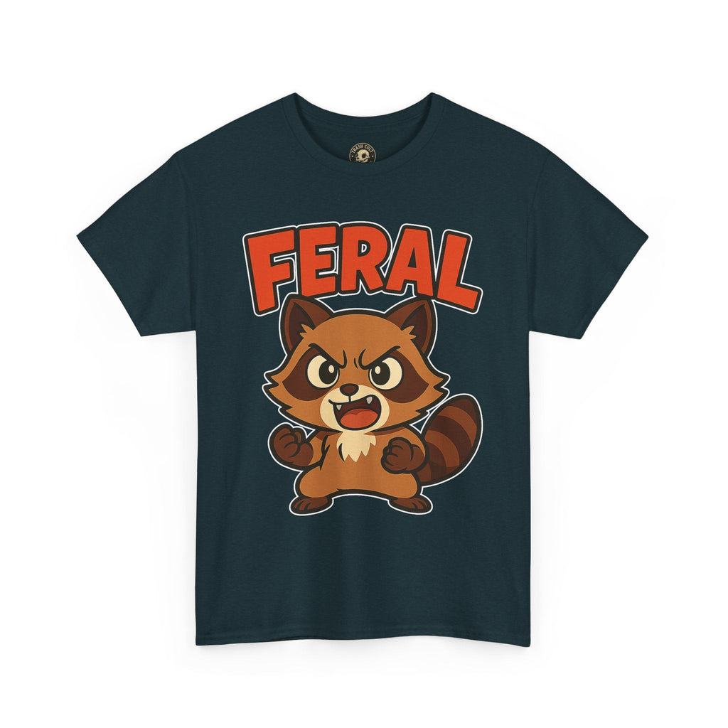 Feral Cartoon Tee - Unisex Heavy Cotton Shirt, Cute Graphic, Animal Lovers Gift, Casual Wear, Fun T-Shirt for Kids & Adults