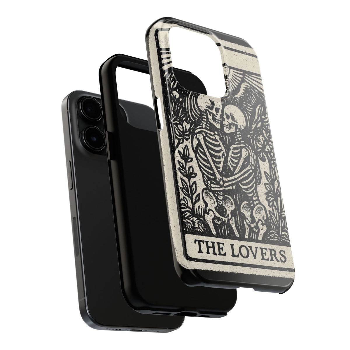 Tough Phone Case with Skeleton Lovers Design, Gothic Phone Cover, Unique Couples Gift, Halloween Accessory, Edgy Tech Design