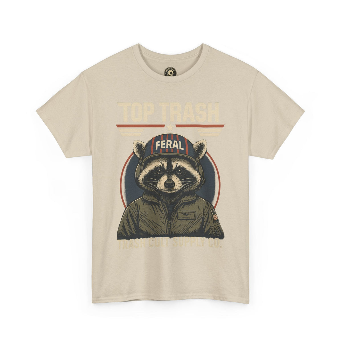 Feral Top Trash Raccoon Pilot Shirt – Trash Cult Supply Co. Parody Tee