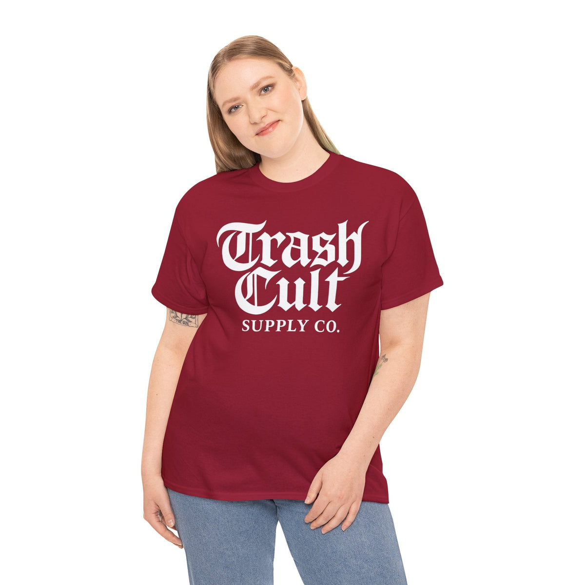 Trash Cult Gothic Logo Shirt – White Cyber Gothic Print on Gildan 5000