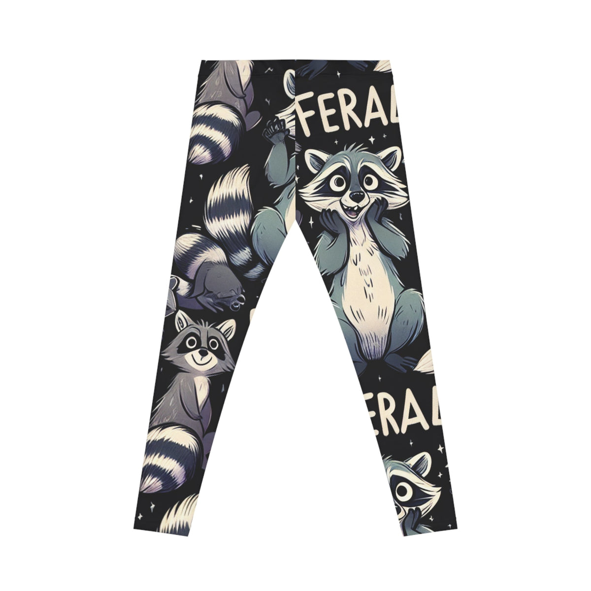 Feral Fun Raccoon Print Leggings – Unique Women’s Workout Pants | Animal Lover Gift Idea