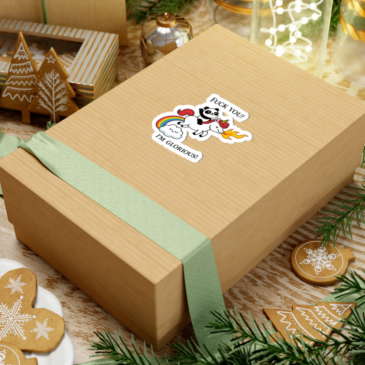 Whimsical Panda Unicorn Kiss-Cut Stickers, Funny Stickers, Laptop Decals, Cute Gift Ideas, Playful Decor, Rainbow Art
