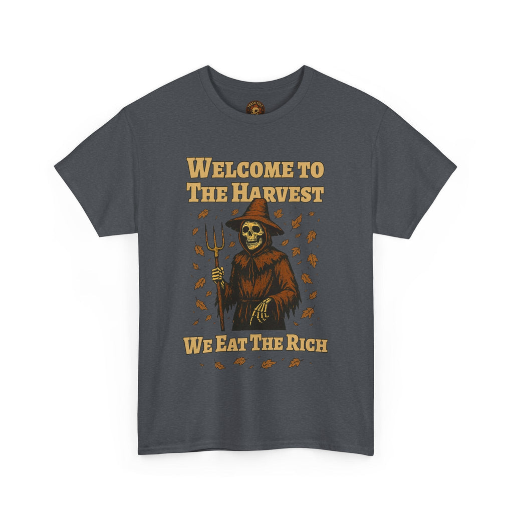 Eat the Rich Shirt – Welcome to the Harvest Skeleton Scarecrow Tee – Fall of Humanity Collection – Trash Cult Supply Co.