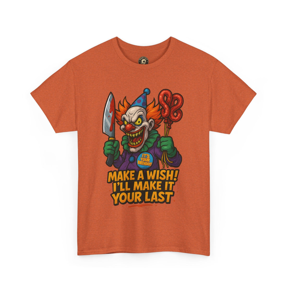 Creepy Clown Tee - Halloween Costume Shirt, Unisex Heavy Cotton Tee, Spooky Graphic Tee, Gag Gift, Horror Fan Apparel