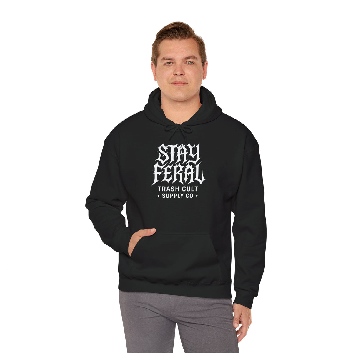 Stay Feral Gothic Hoodie – Trash Cult Supply Co Unisex Pullover