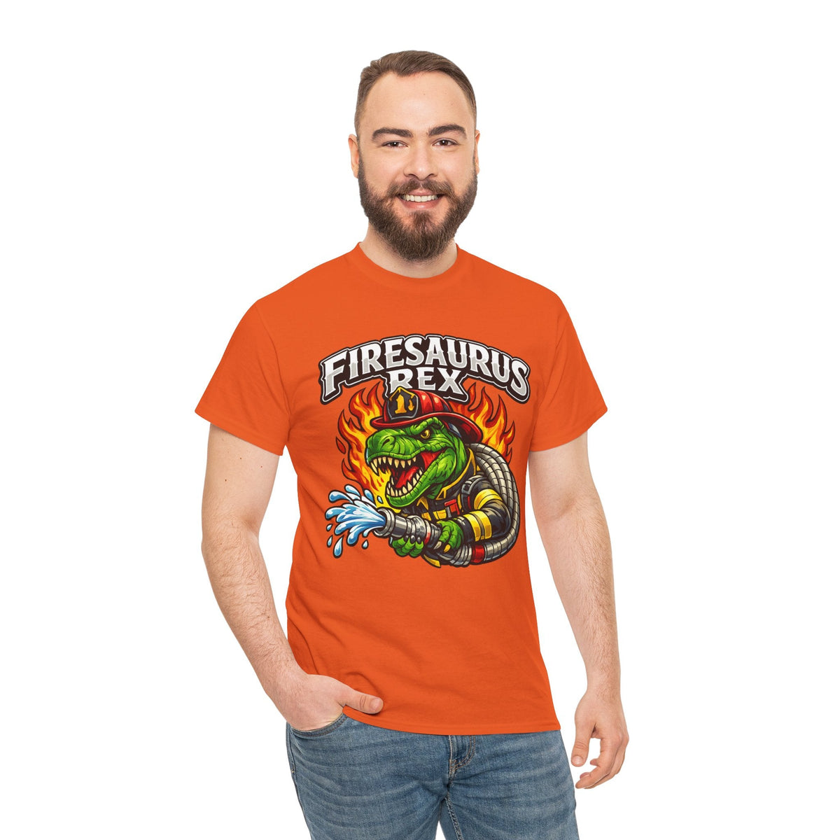 Firesaurus Rex T-Shirt — Funny Firefighter Dinosaur Tee