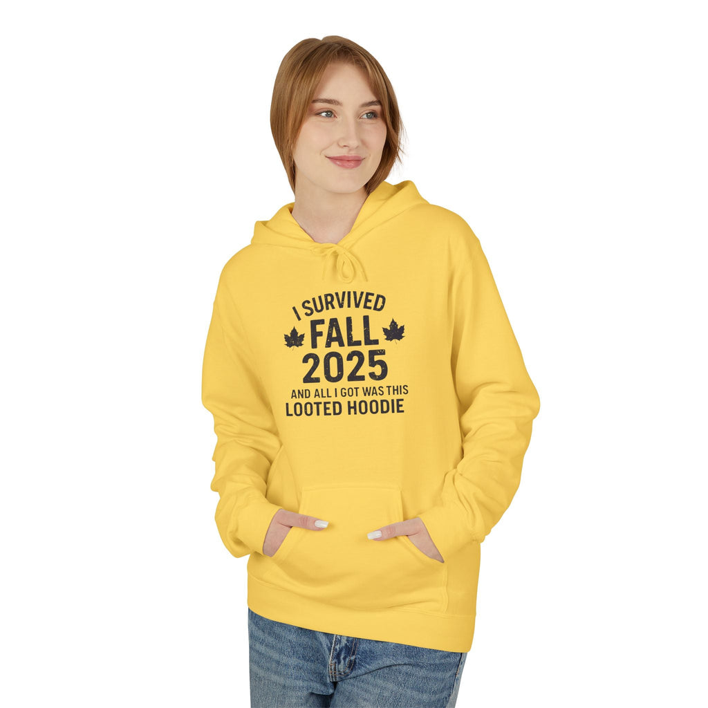 I Survived Fall 2025 Hoodie – Looted Hoodie Meme Sweatshirt – Fall of Humanity Collection – Trash Cult Supply Co.
