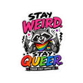 Stay Weird Stay Queer Sticker — Rainbow Raccoon LGBTQ Pride Kiss-Cut Sticker