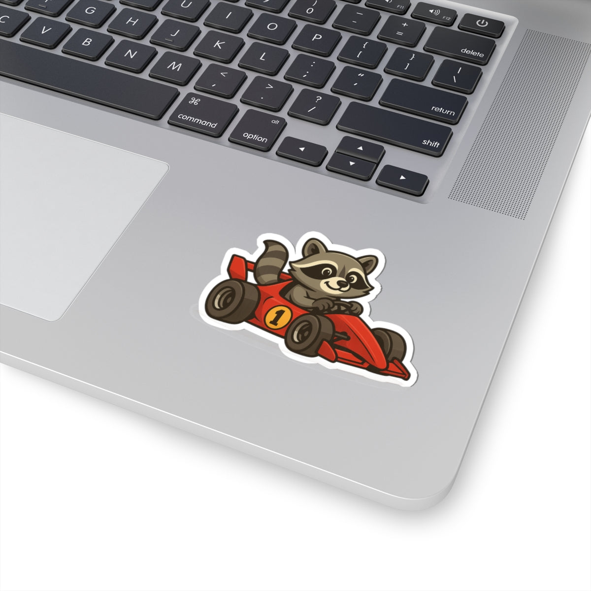 Adorable Raccoon Race Car Kiss-Cut Stickers, Fun Laptop Decal, Kids' Party Favor, Cute Car Decoration, Perfect for Gift Wrapping