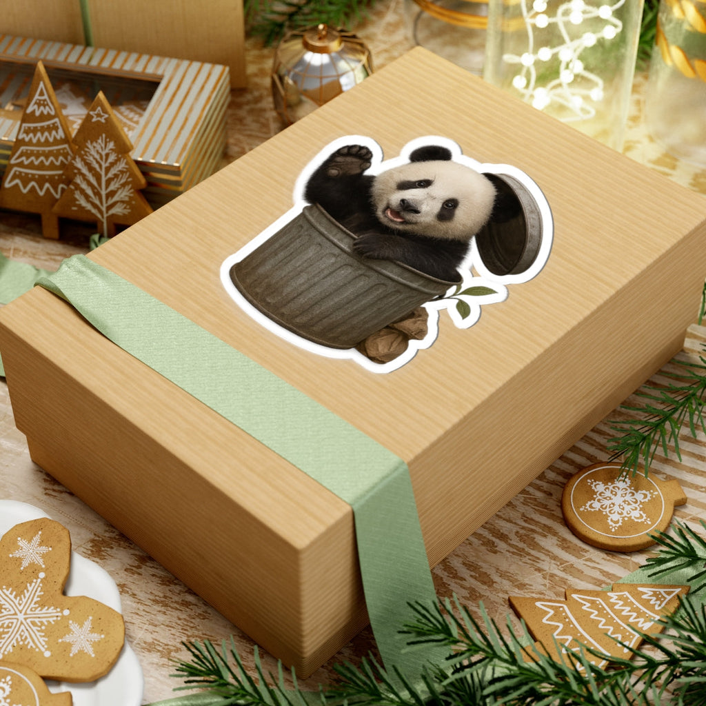 Cute Panda Trash Can Kiss-Cut Stickers, Animal Lover Decor, Fun Laptop Stickers, Cute Planner Stickers, Gift for Kids
