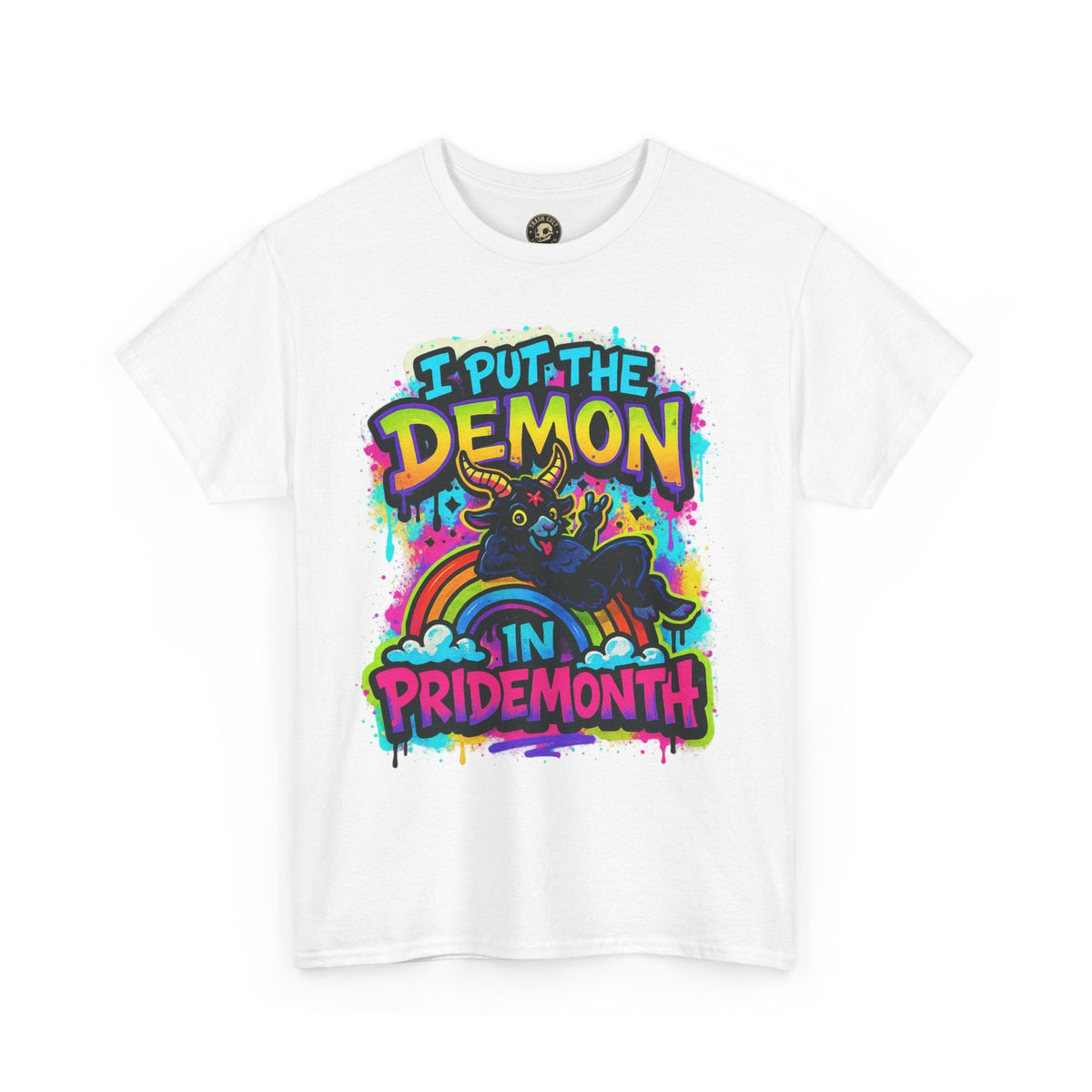 Pride Month Unisex Tee - I Put the Demon in Pride Month, LGBTQ+ Apparel, Rainbow Shirt, Festival Wear, Gift for Allies & Activists