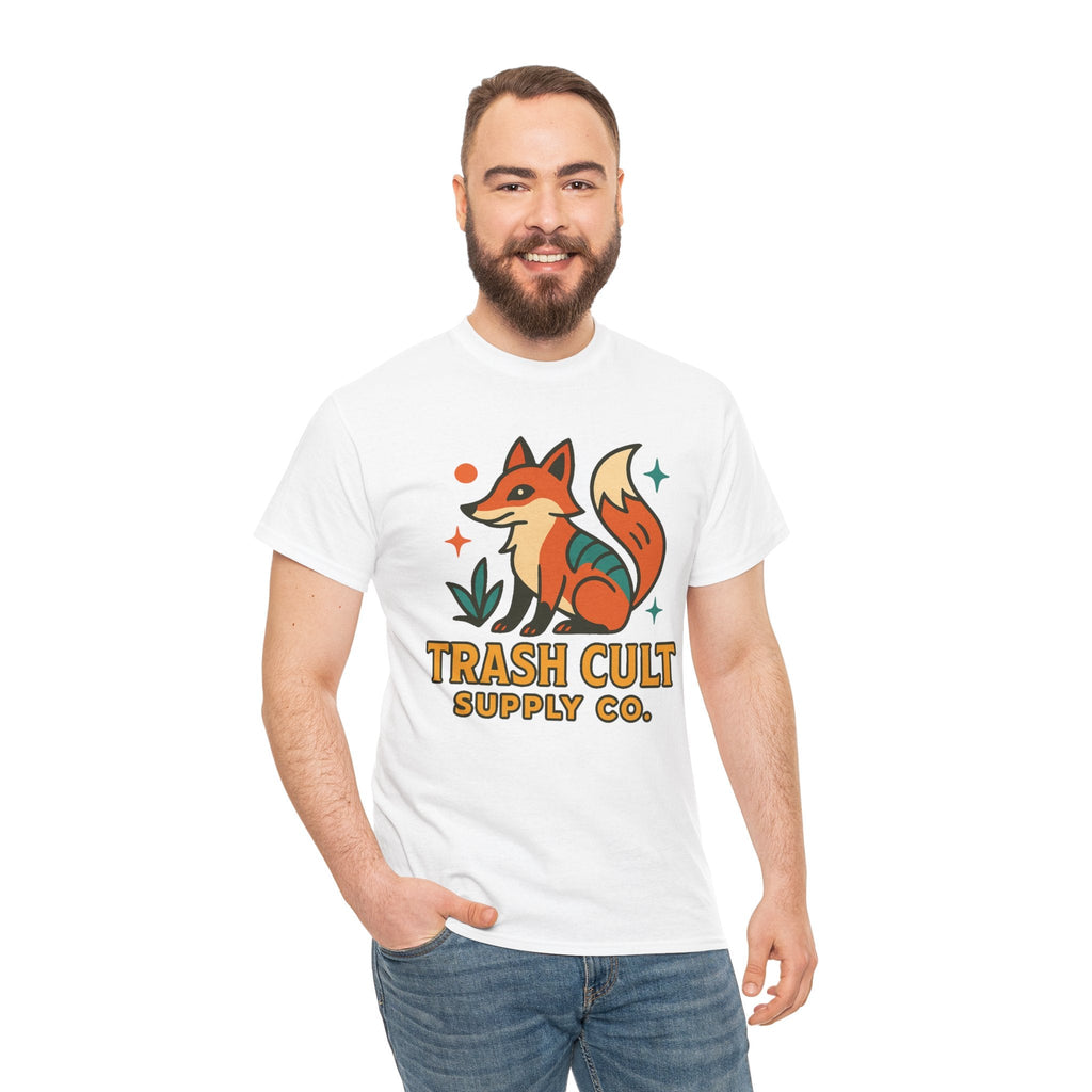Trash Cult Fox Unisex Heavy Cotton Tee - Eco-Friendly Fashion Statement, Perfect for Nature Lovers, Casual Wear, Gifts, and Festivals
