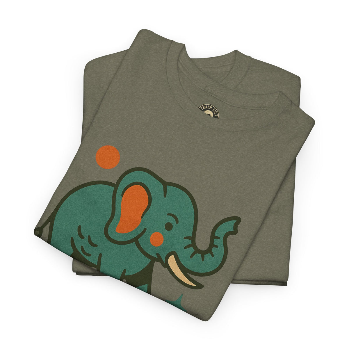 Trash Cult Elephant Unisex Heavy Cotton Tee, Eco-Friendly Shirt, Cool Casual Tee, Gift for Animal Lovers, Vintage Style T-Shirt