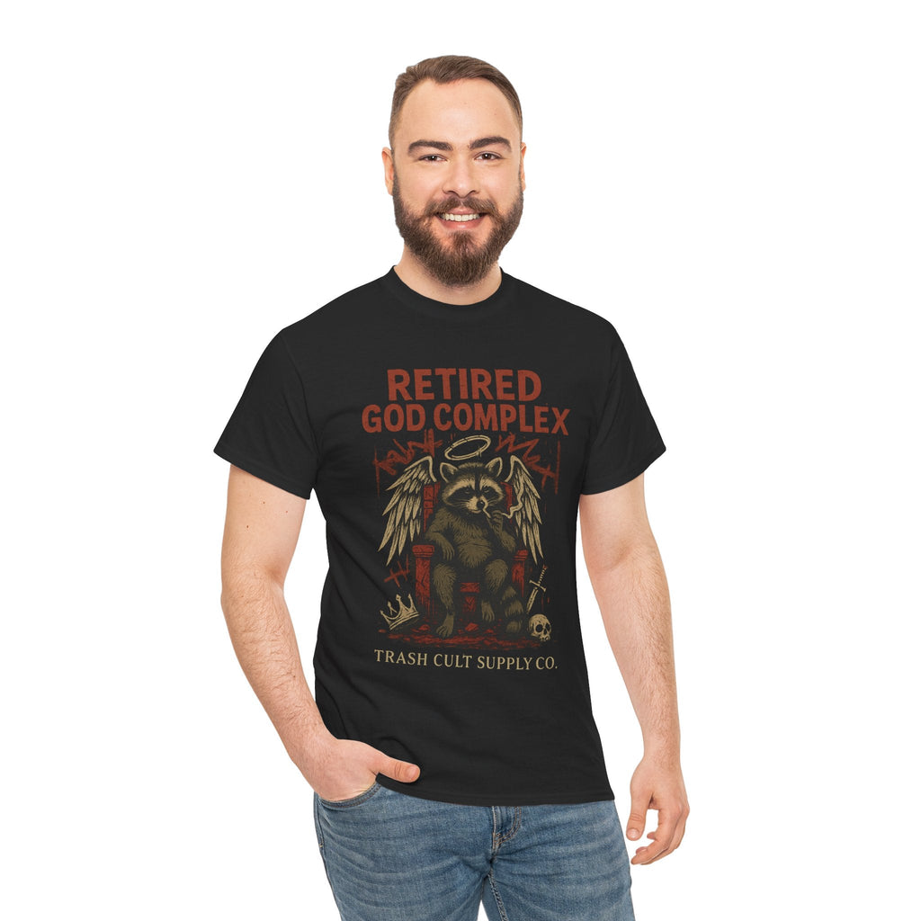 Retired God Complex Raccoon Shirt – Trash Cult Supply Co Grunge Angelcore Graphic Tee