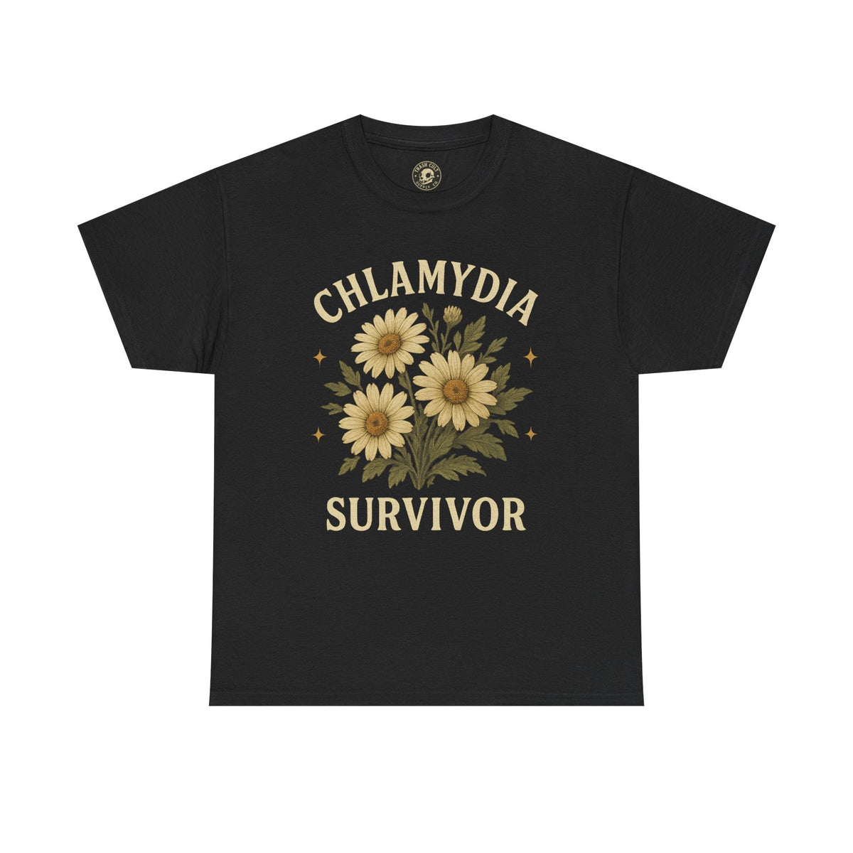 Chlamydia Survivor Vintage Floral Tee – Funny Bold Statement Shirt – Gildan 5000 Unisex Heavy Cotton