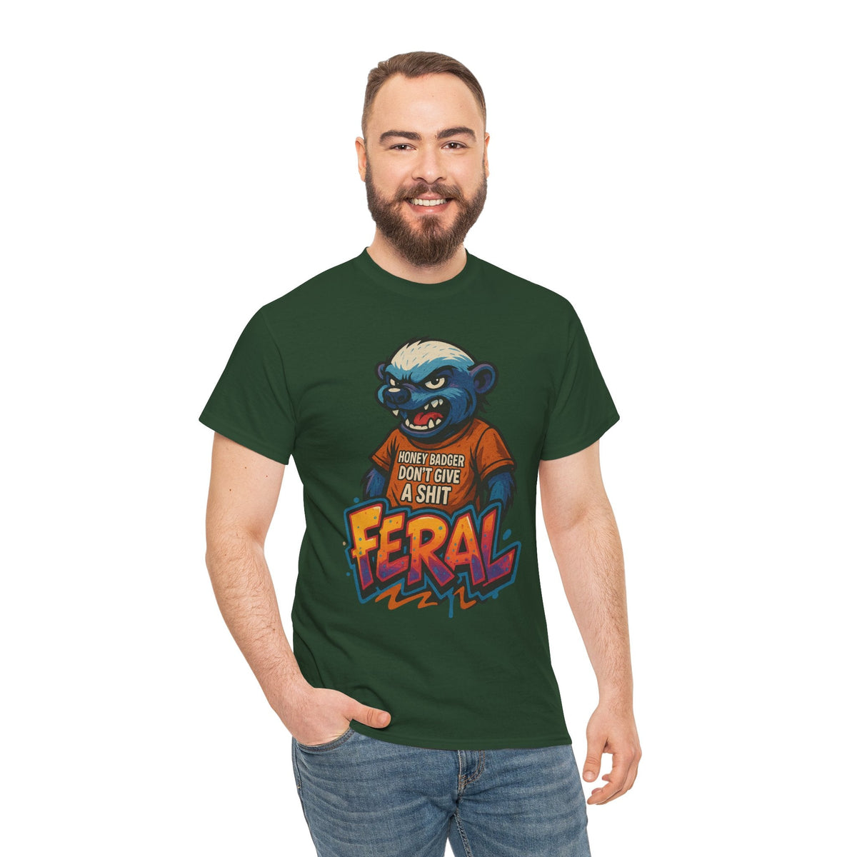 Feral Graphic Tee, Unisex Heavy Cotton T-Shirt for Casual Wear, Gift for Animal Lovers, Unique Streetwear, Funny Graphic Shirt