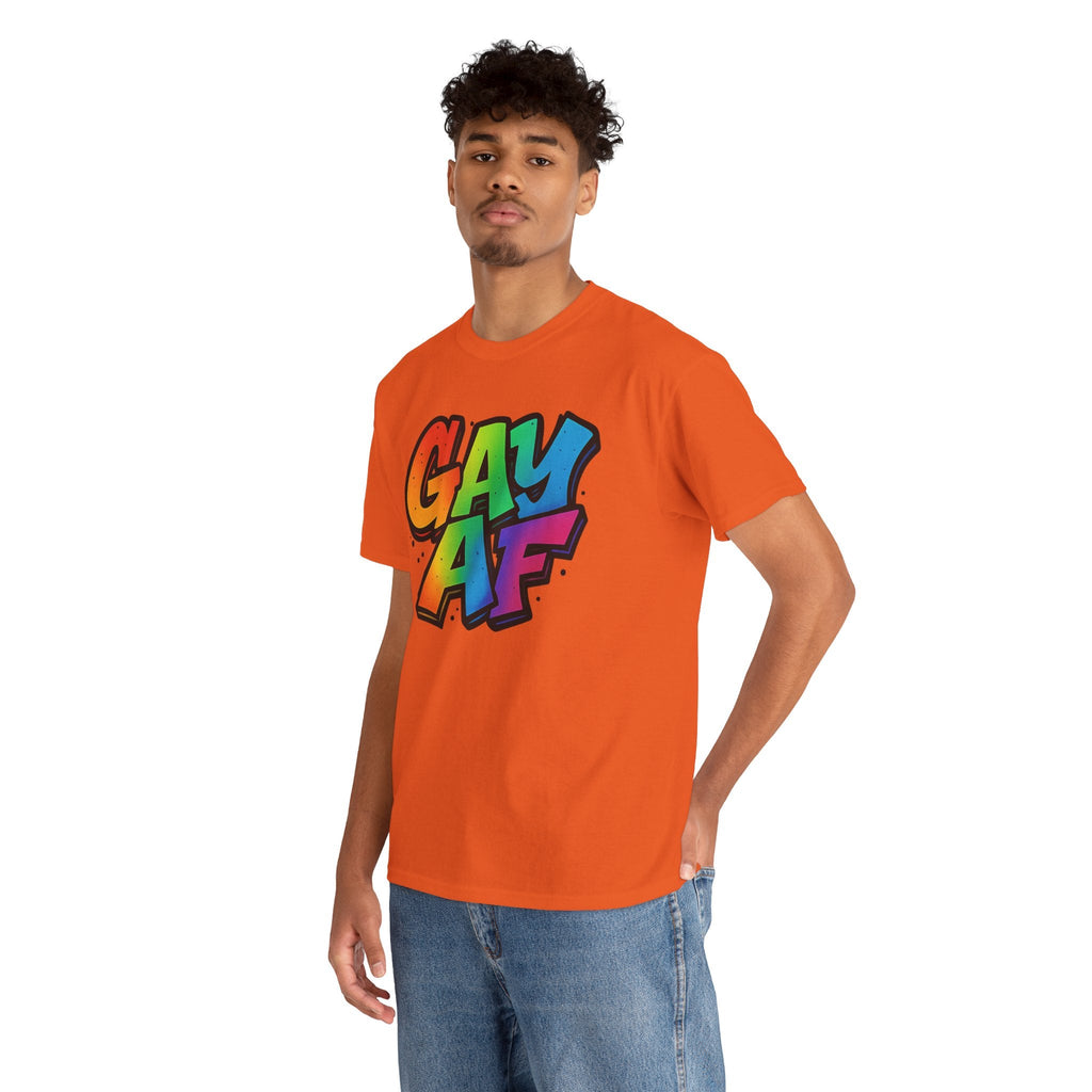 Pride Graphic Tee, Vibrant Gay AF Cotton T-Shirt, LGBTQ+ Celebration Wear, Fun Gift for Friends, Festival Fashion