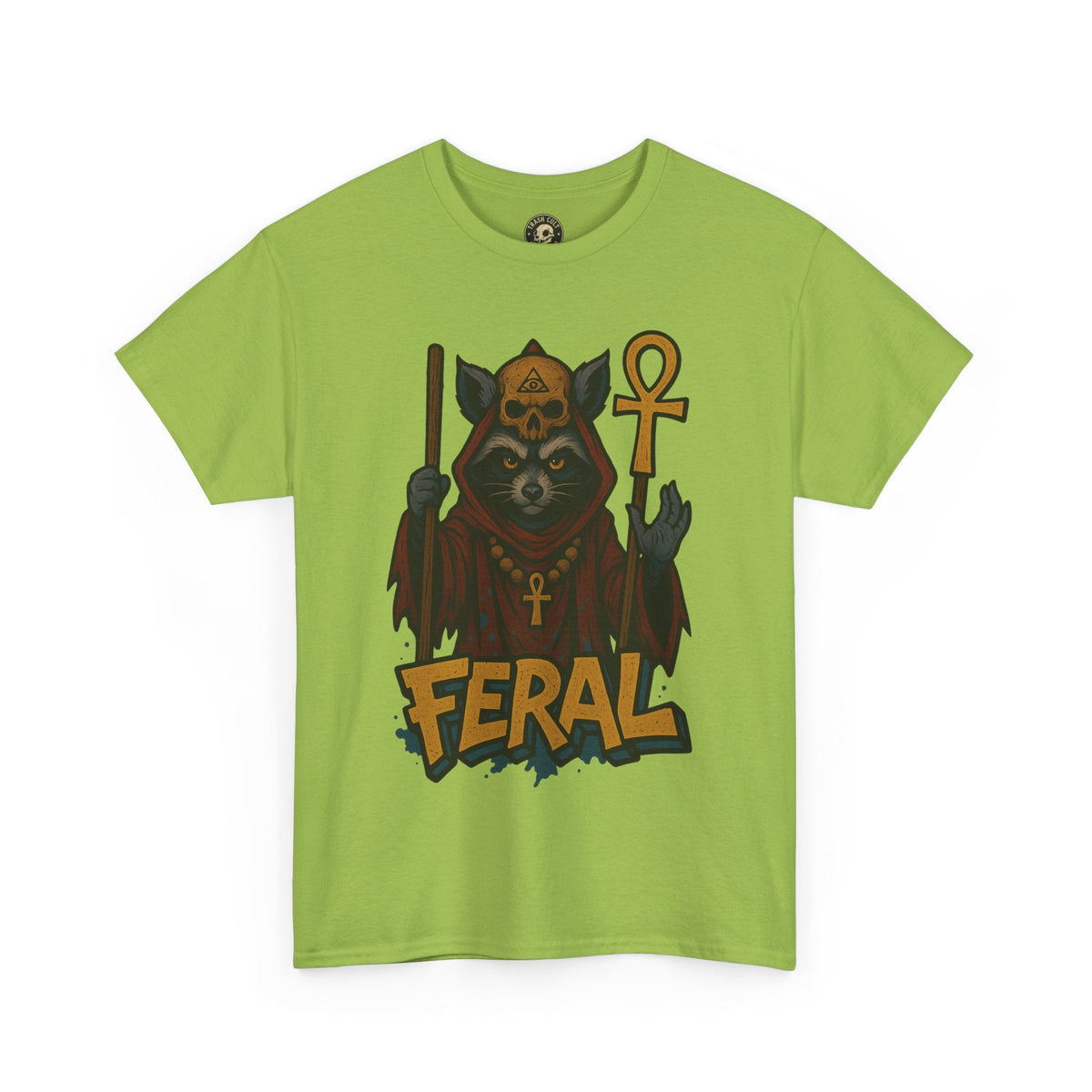 FERAL Raccoon Cult Leader Shirt – Graffiti Style Streetwear Tee | Bold Trashcore Design on Gildan 5000