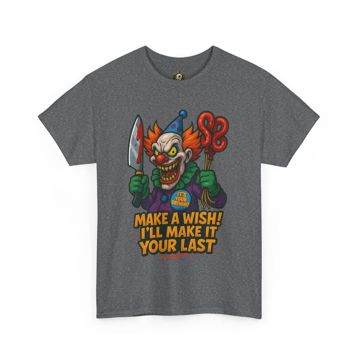 Creepy Clown Tee - Halloween Costume Shirt, Unisex Heavy Cotton Tee, Spooky Graphic Tee, Gag Gift, Horror Fan Apparel