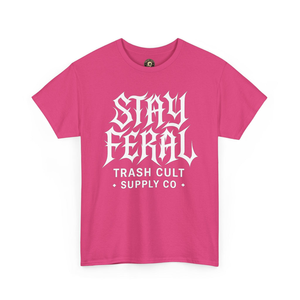 Unisex Heavy Cotton Tee - Stay Feral Graphic Tee, Streetwear Shirt, Gift for Wild Spirits, Eco-Friendly Casualwear, Summer Fashion
