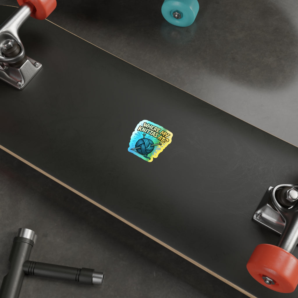 Where My Knittas At? – Holographic Knitting Graffiti Sticker