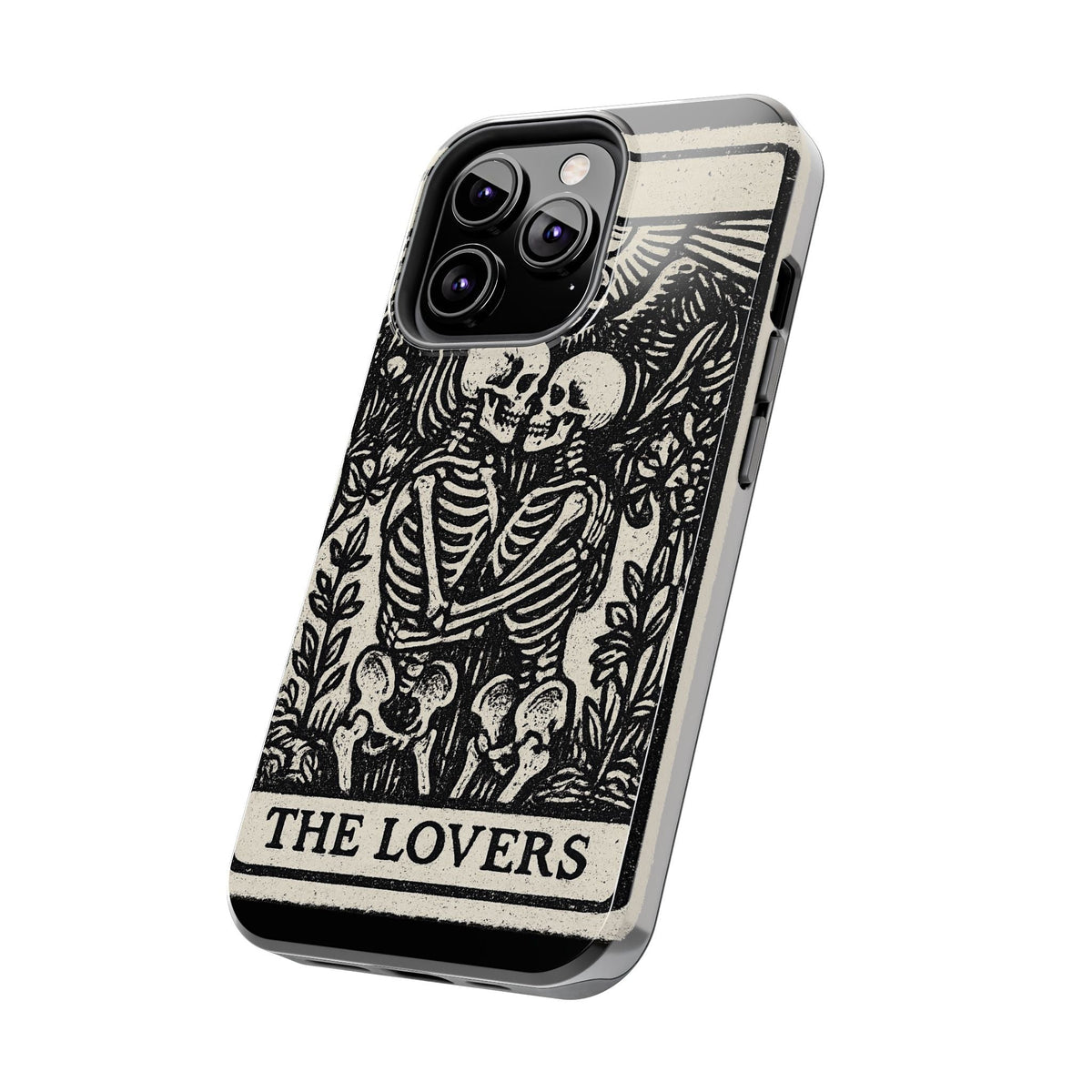 Tough Phone Case with Skeleton Lovers Design, Gothic Phone Cover, Unique Couples Gift, Halloween Accessory, Edgy Tech Design