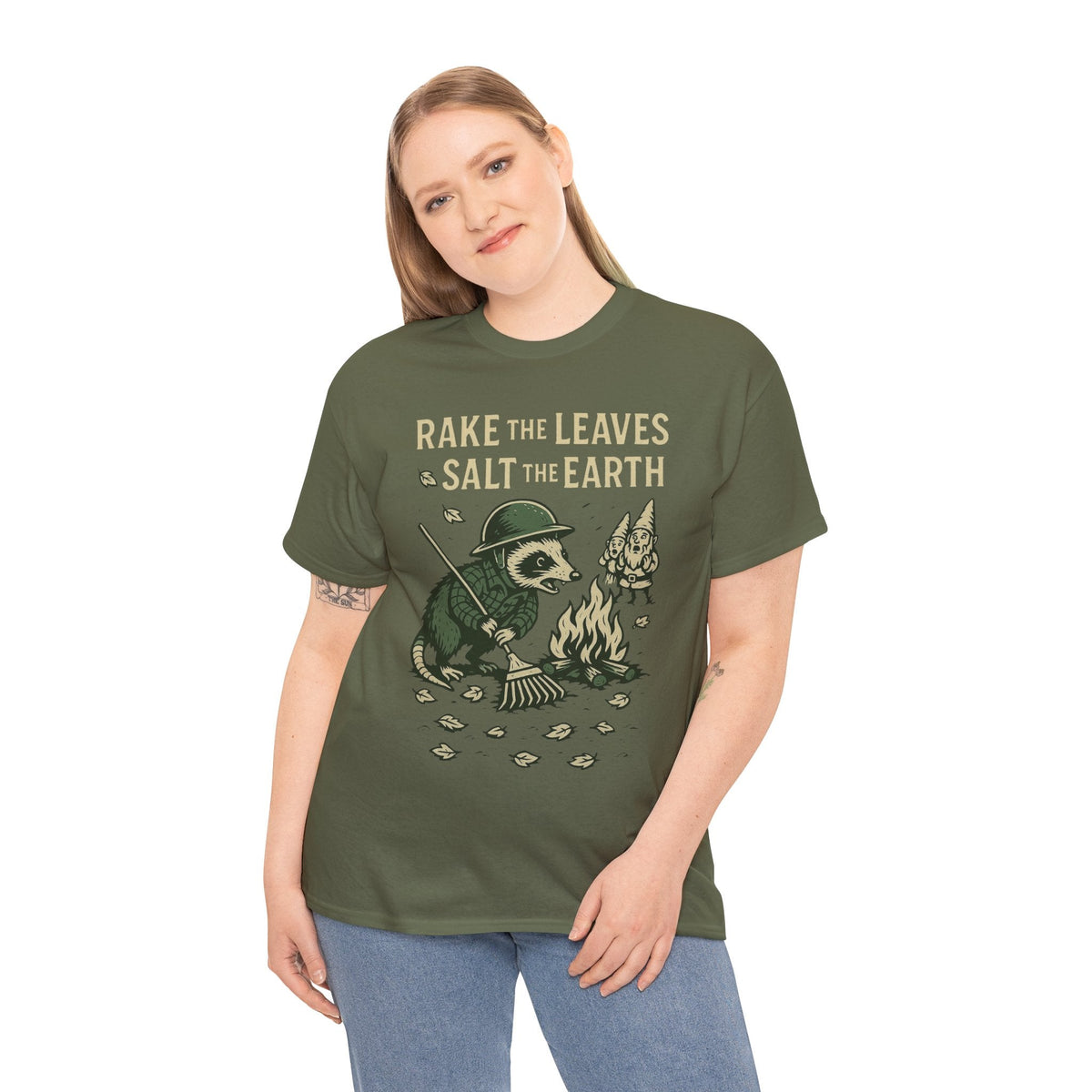 Rake the Leaves Salt the Earth Shirt – Possum Yard Warfare Tee – Fall of Humanity Collection – Trash Cult Supply Co.