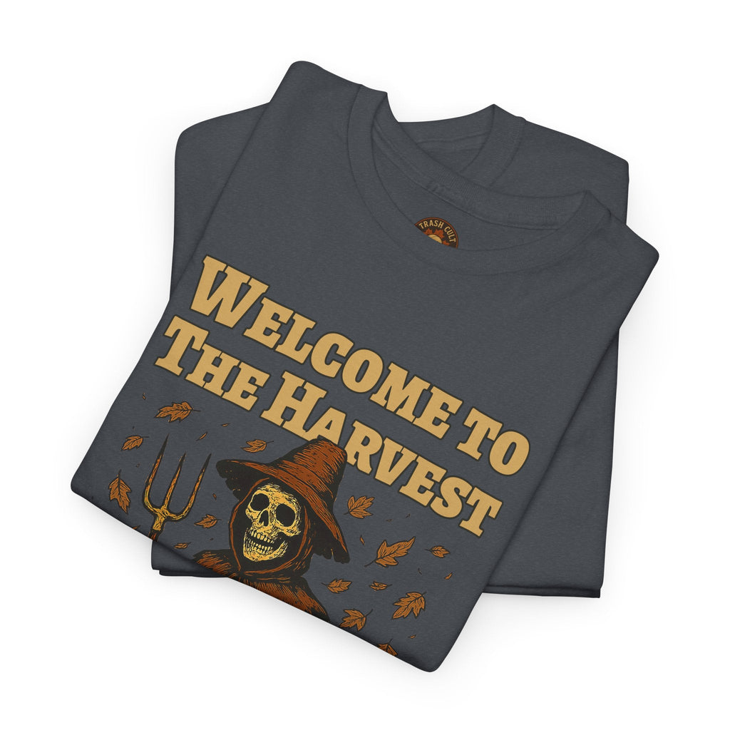 Eat the Rich Shirt – Welcome to the Harvest Skeleton Scarecrow Tee – Fall of Humanity Collection – Trash Cult Supply Co.