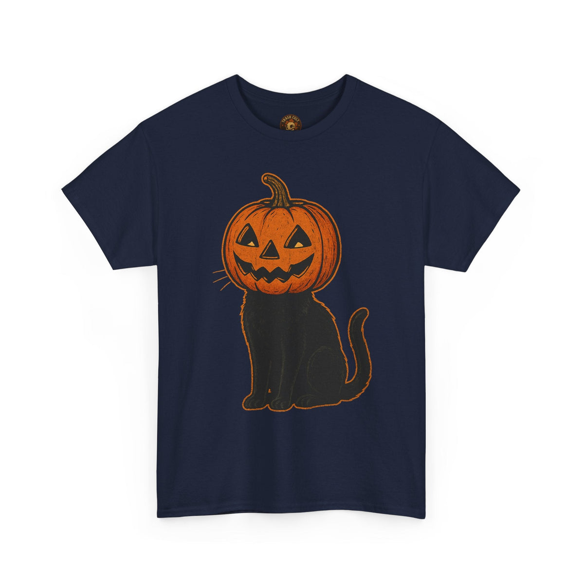 Black Cat Pumpkin Head Halloween T-Shirt – Jack O’Lantern Cat Design