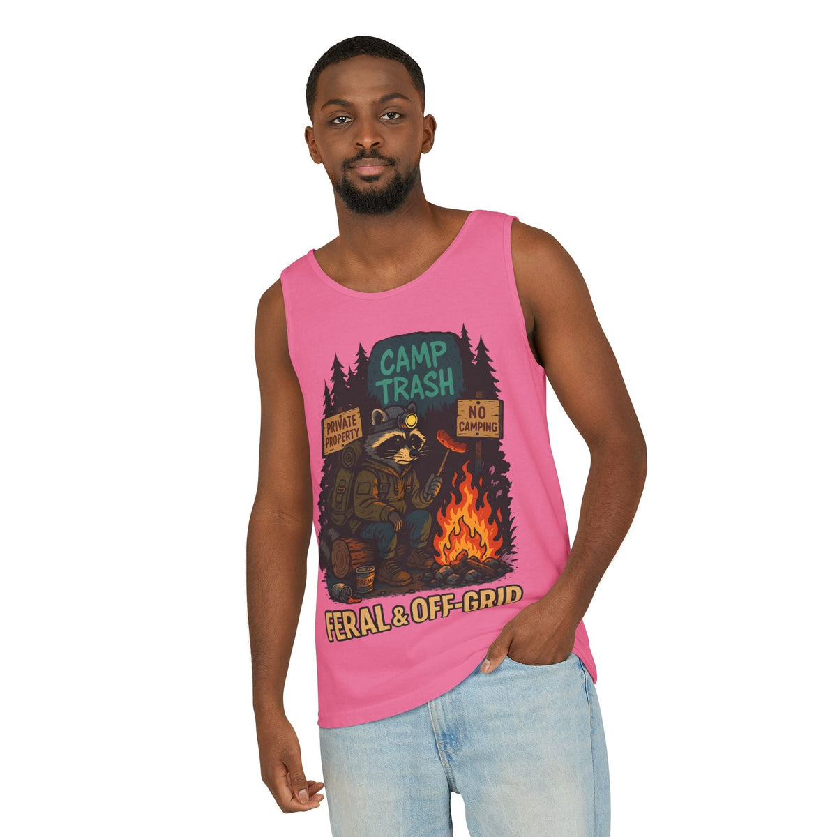 Camp Trash Raccoon Tank Top – Feral & Off-Grid Summer Shirt by Trash Cult