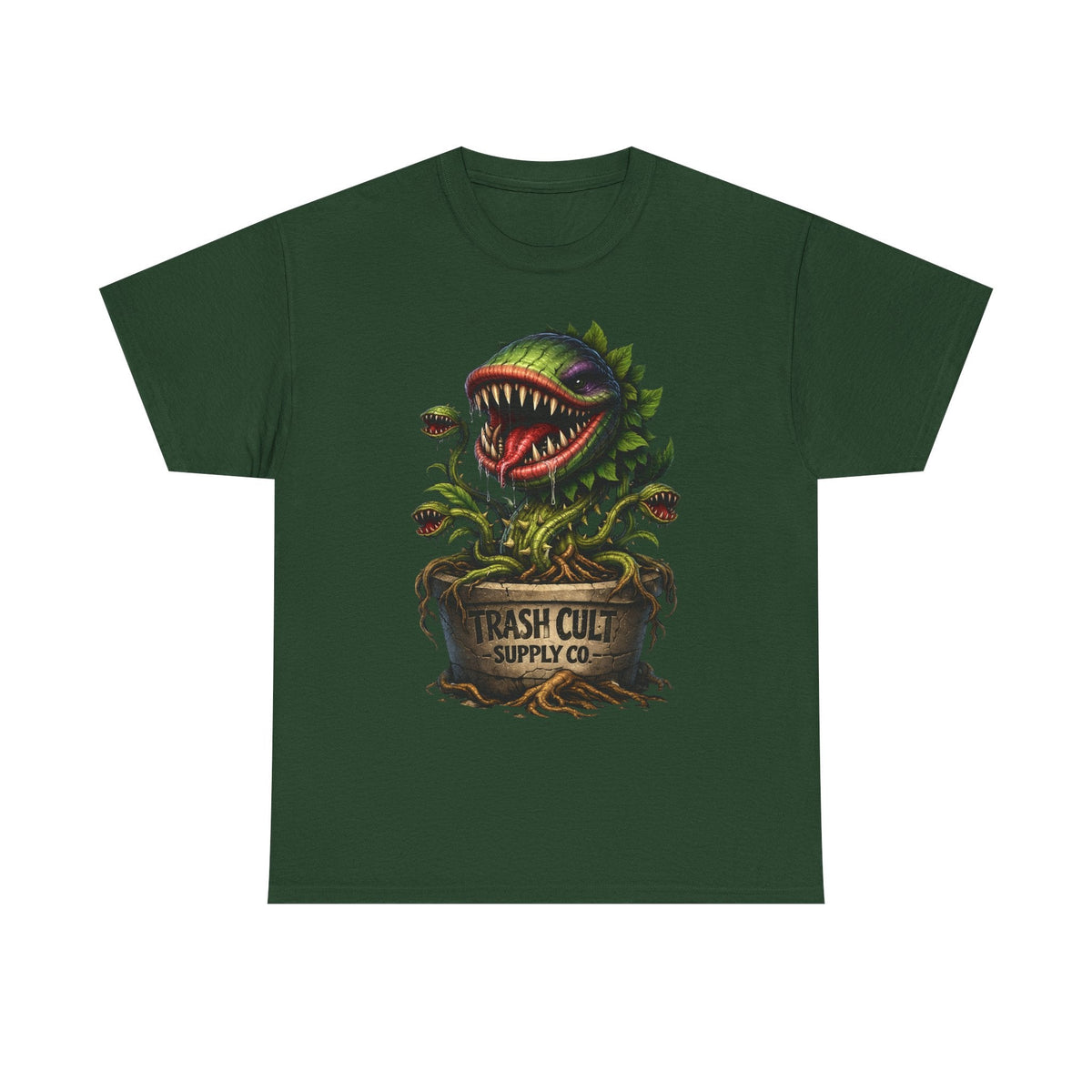 Carnivorous Plant Graphic Tee — "Trash Cult Supply Co." Potted Monster Shirt