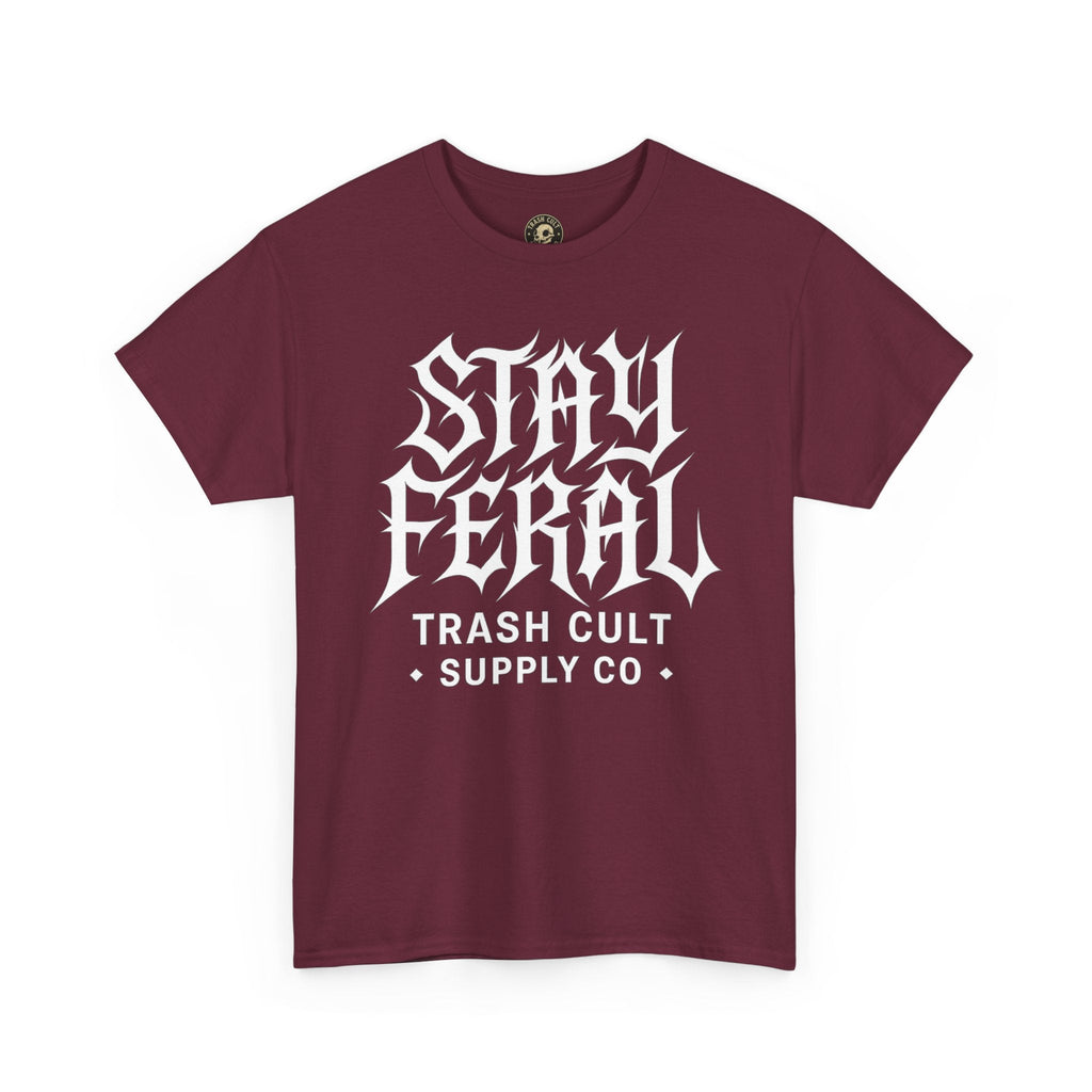 Unisex Heavy Cotton Tee - Stay Feral Graphic Tee, Streetwear Shirt, Gift for Wild Spirits, Eco-Friendly Casualwear, Summer Fashion