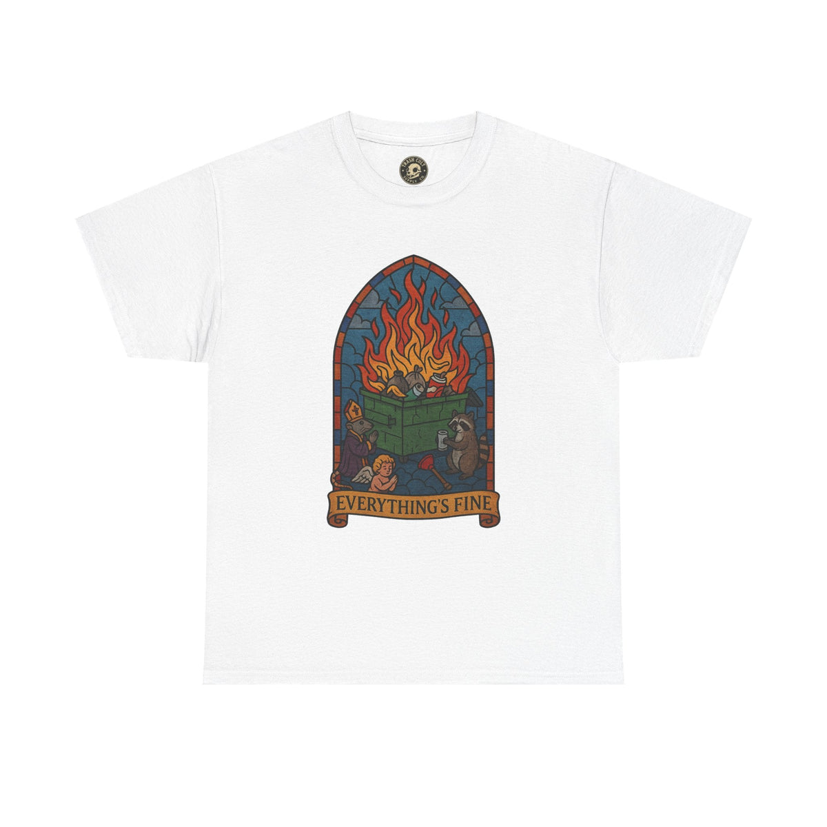 "Everything's Fine" Unisex Heavy Cotton Tee - Casual Wear, Gift for Friends, Home Decor, Everyday Style, Relaxed Fit