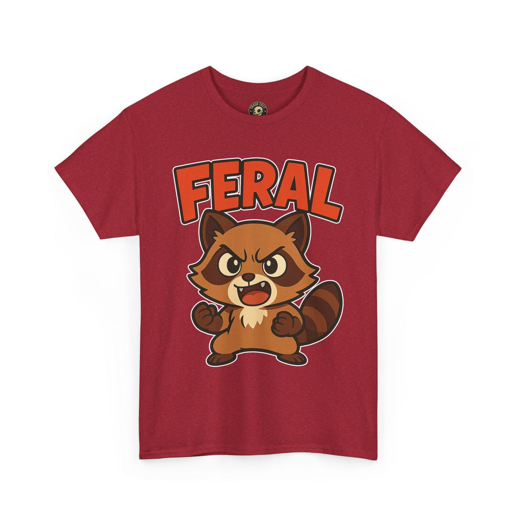 Feral Cartoon Tee - Unisex Heavy Cotton Shirt, Cute Graphic, Animal Lovers Gift, Casual Wear, Fun T-Shirt for Kids & Adults