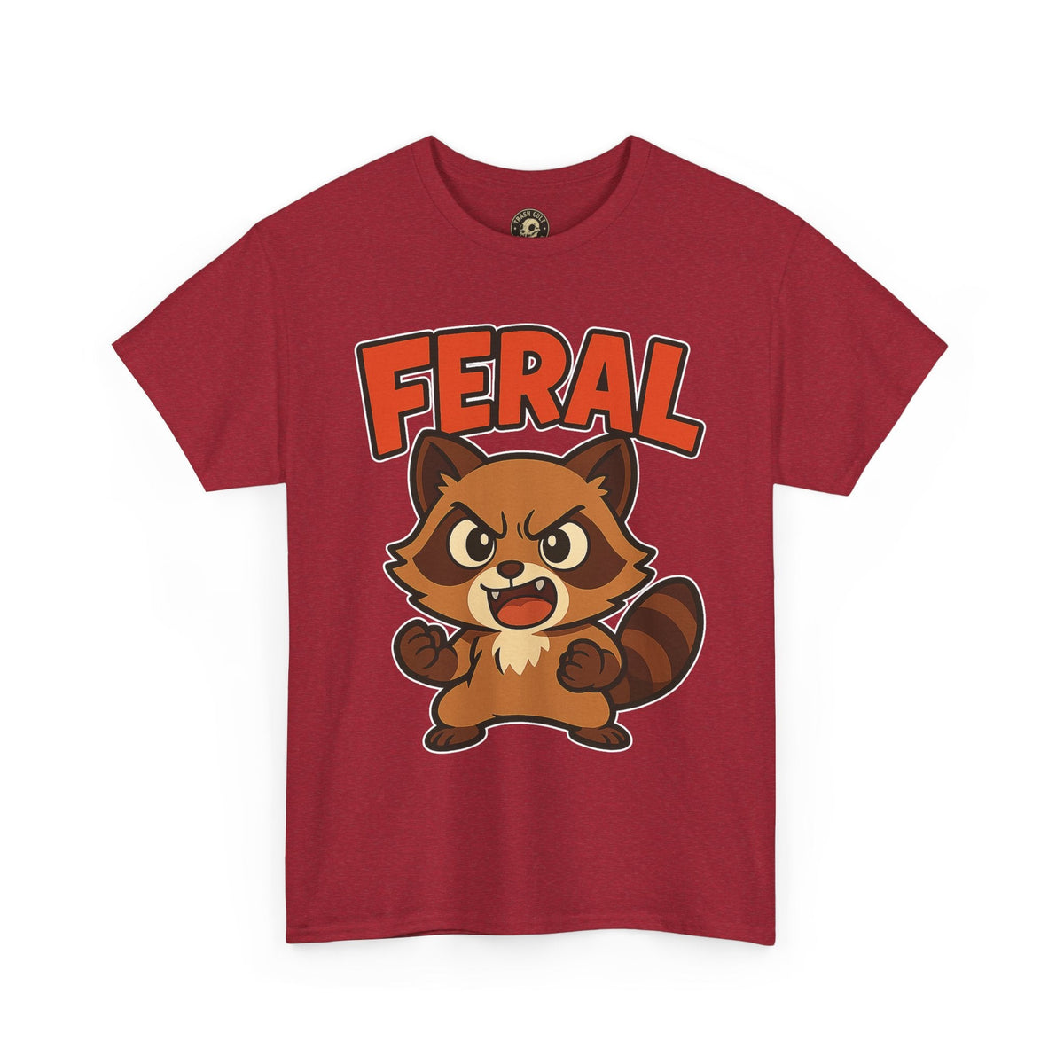 Feral Cartoon Tee - Unisex Heavy Cotton Shirt, Cute Graphic, Animal Lovers Gift, Casual Wear, Fun T-Shirt for Kids & Adults