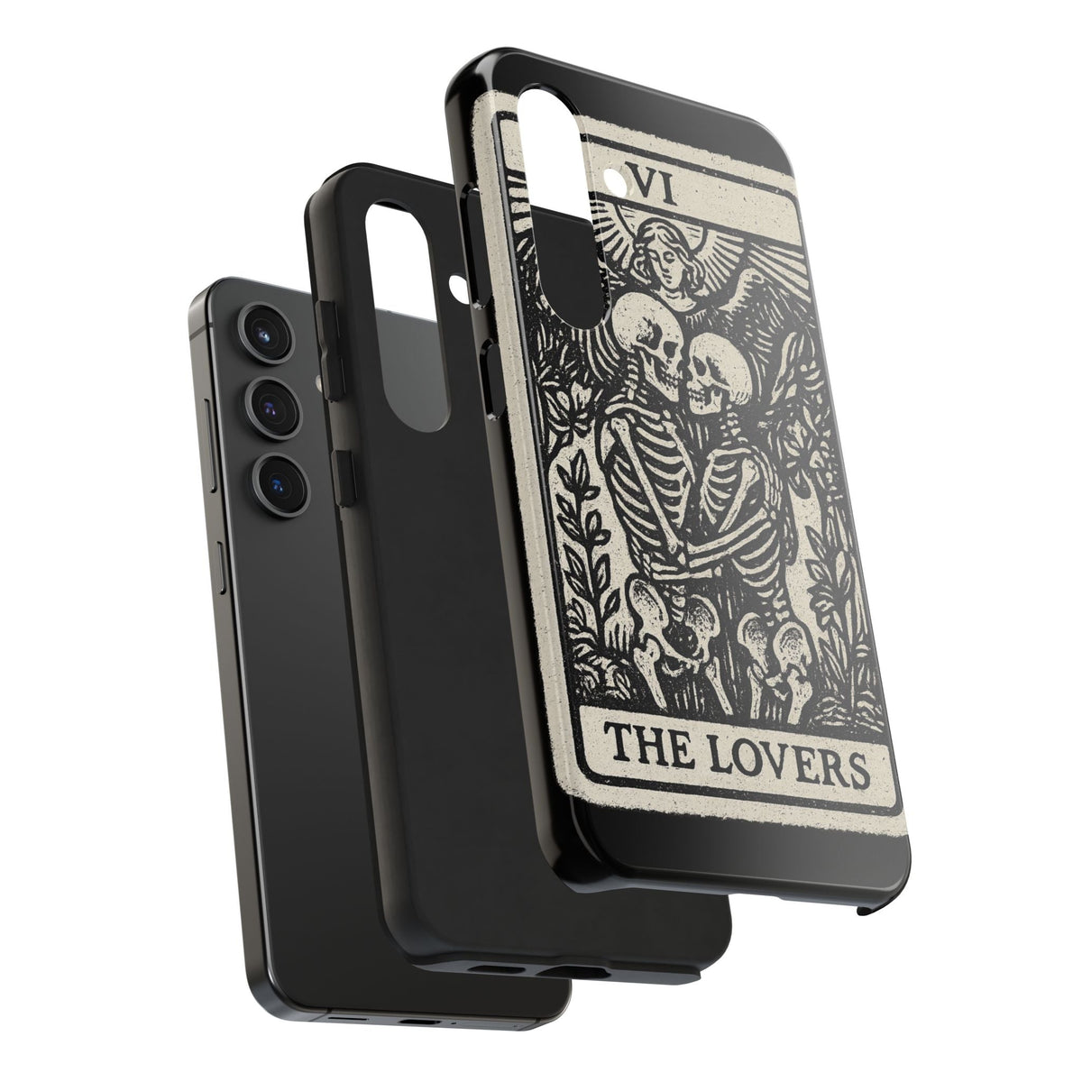 Tough Phone Case with Skeleton Lovers Design, Gothic Phone Cover, Unique Couples Gift, Halloween Accessory, Edgy Tech Design