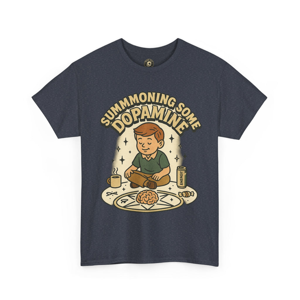 Dopamine Summoning Tee, Unisex Heavy Cotton Tee, Retro Graphic T-shirt, Gift for Gamers, Casual Wear, Funny Shirt, Everyday Style