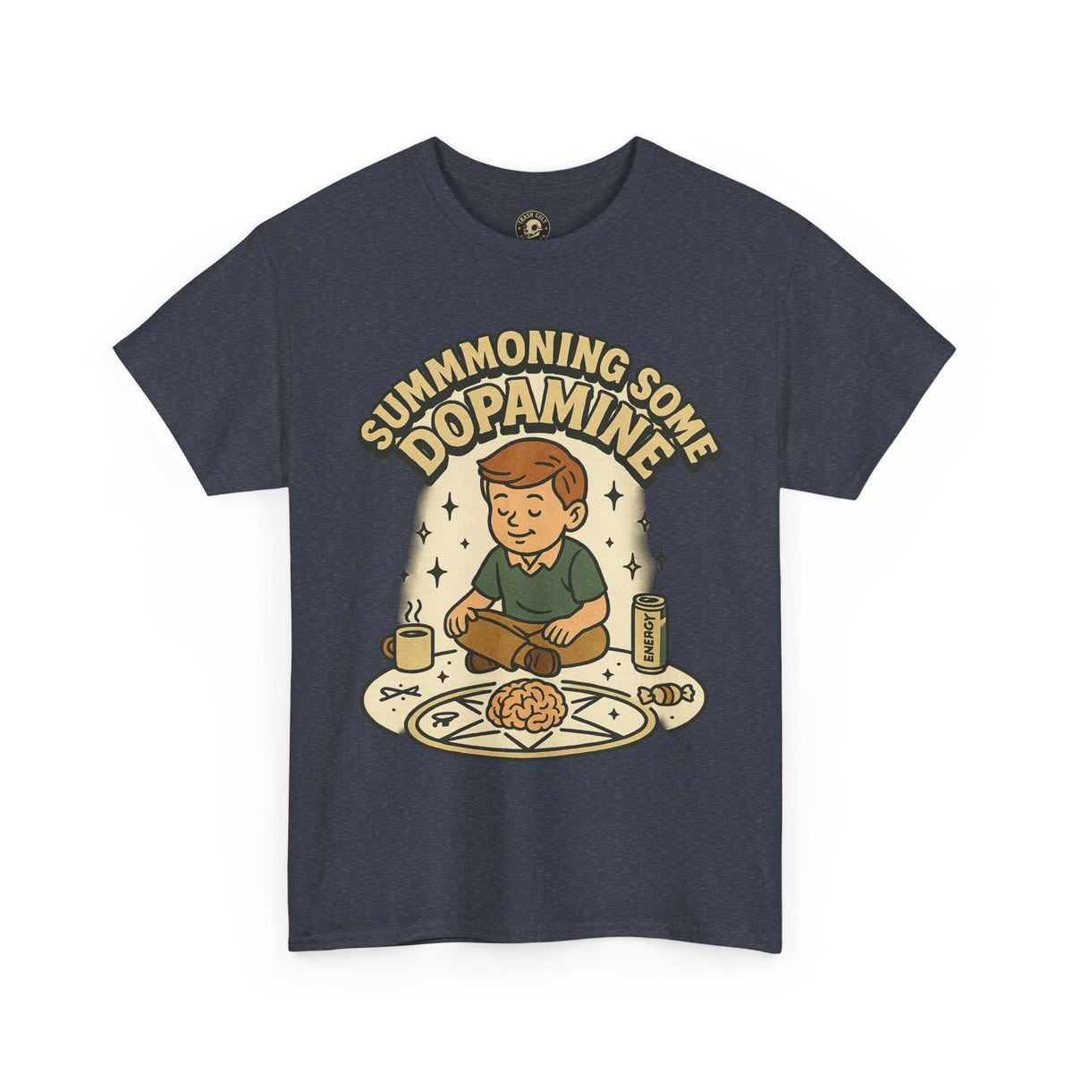 Dopamine Summoning Tee, Unisex Heavy Cotton Tee, Retro Graphic T-shirt, Gift for Gamers, Casual Wear, Funny Shirt, Everyday Style