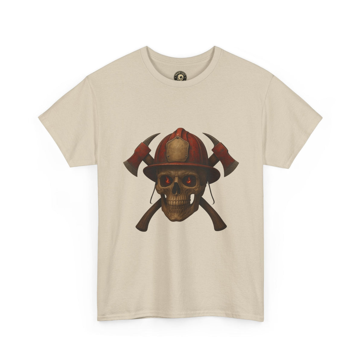 Skull Firefighter Tee, Unisex Heavy Cotton Shirt, Firefighter Gift, Halloween Costume T-Shirt, Unique Graphic Tee, Casual Wear