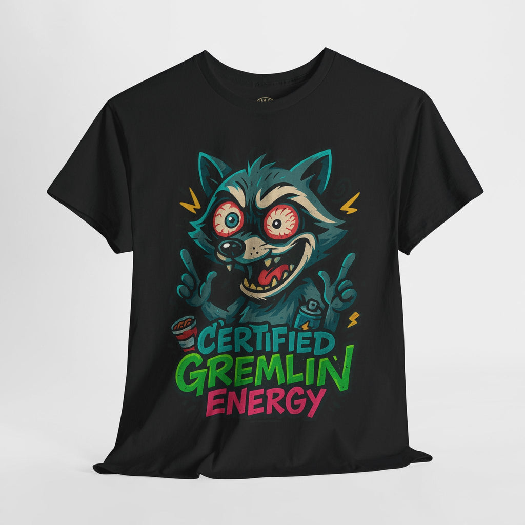 Certified Gremlin Energy Tee – ADHD Raccoon Shirt, Funny Unisex T-Shirt, Graffiti Style Gift for Goblins & Night Owls