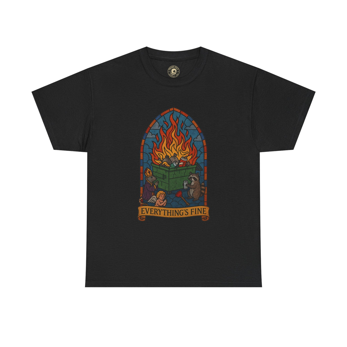 "Everything's Fine" Unisex Heavy Cotton Tee - Casual Wear, Gift for Friends, Home Decor, Everyday Style, Relaxed Fit