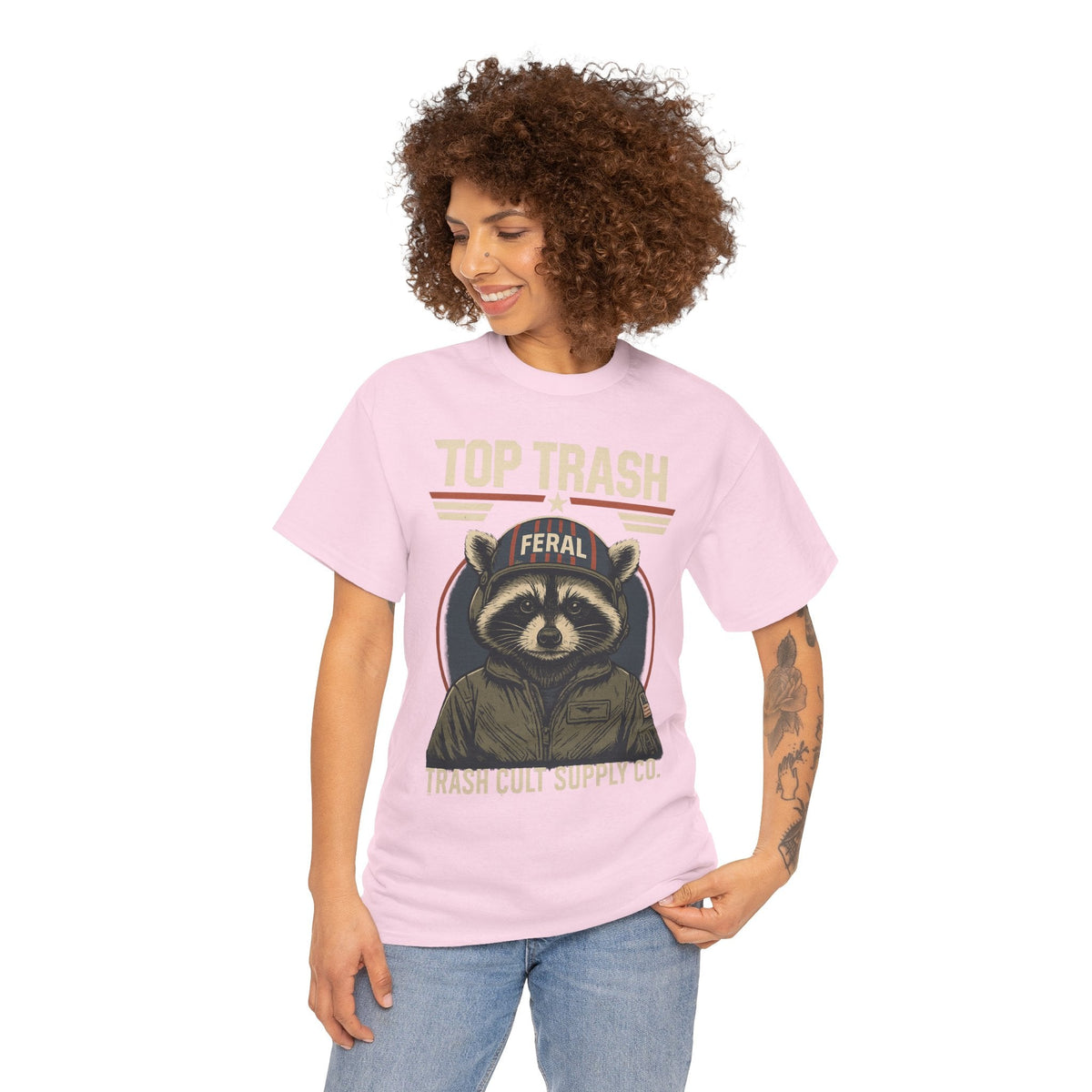 Feral Top Trash Raccoon Pilot Shirt – Trash Cult Supply Co. Parody Tee