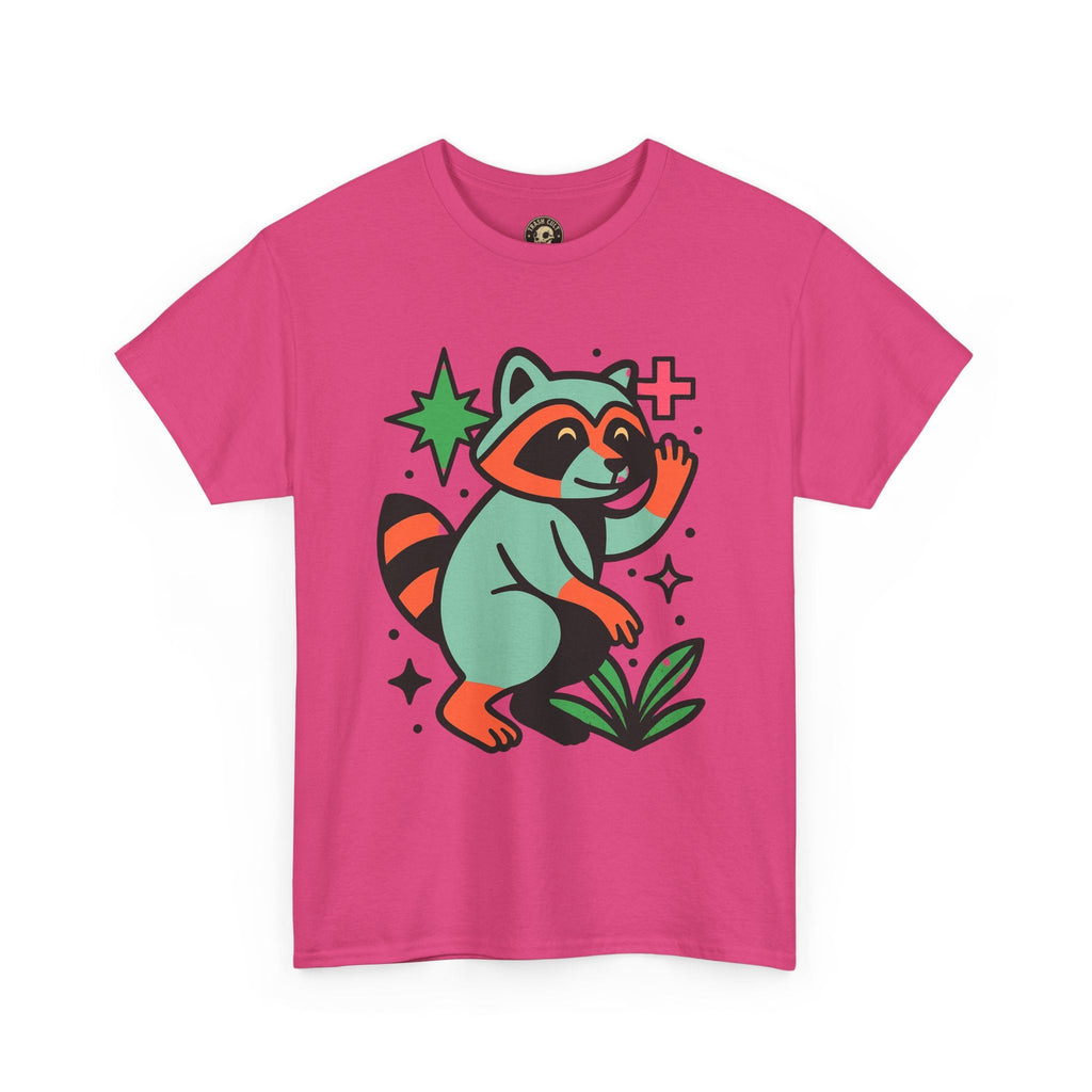 Playful Raccoon Unisex Heavy Cotton Tee | Cute Animal Shirt for Nature Lovers, Graphic Tee, Gift for Kids, Casual Wear, Eco-Friendly