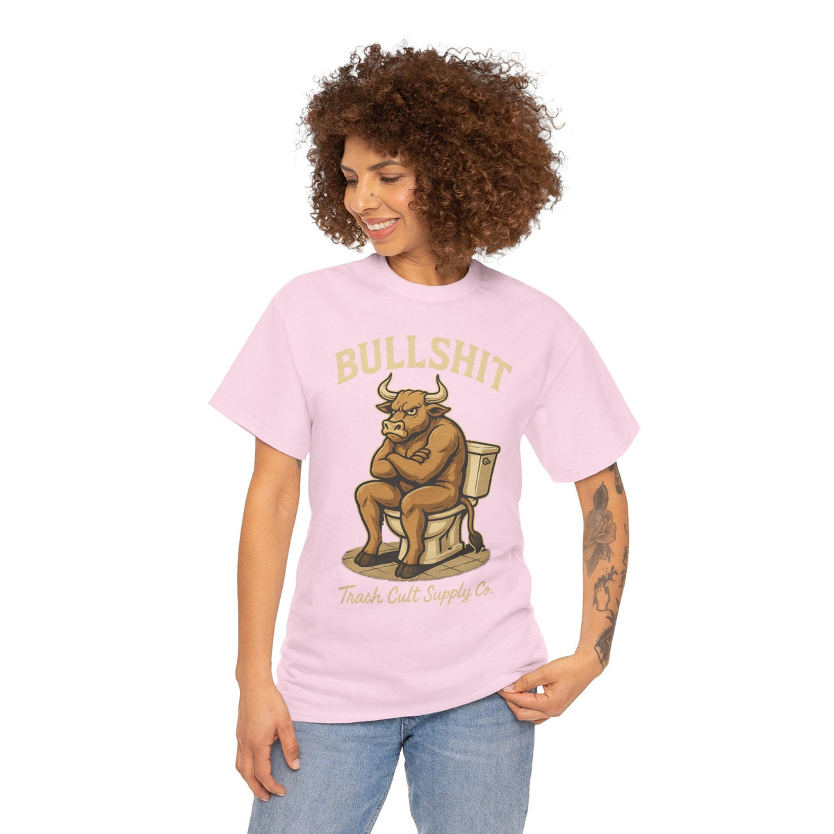“BULLSHIT” Angry Bull Toilet Tee – Trash Cult Supply Co. | Gildan 5000 T-Shirt