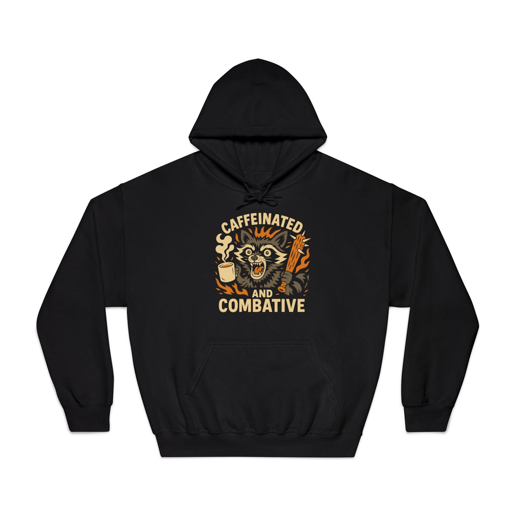 Caffeinated Combative Hoodie – Funny Unisex Sweatshirt for Coffee Lovers, Skater Vibes, Gift for Him or Her