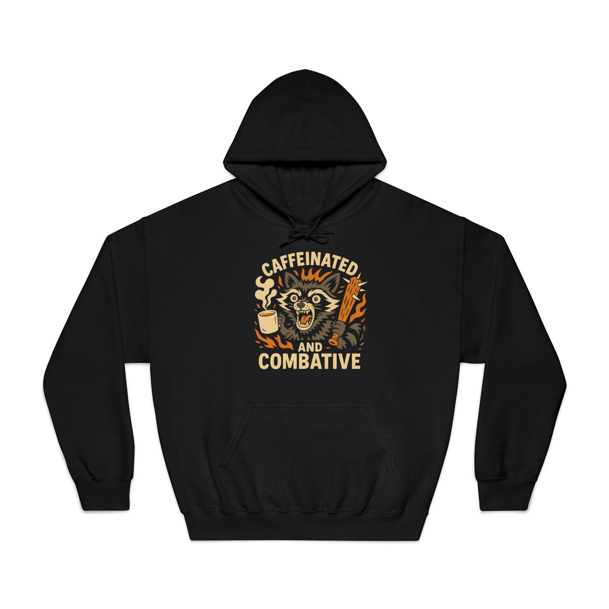 Caffeinated Combative Hoodie – Funny Unisex Sweatshirt for Coffee Lovers, Skater Vibes, Gift for Him or Her