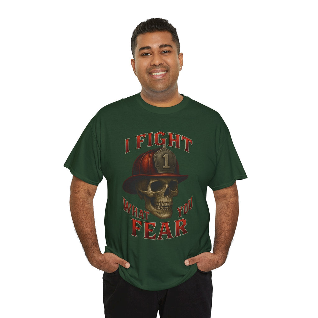 Skull Firefighter Tee - I Fight What You Fear, Casual Shirt, Gift for Firefighters, Halloween Costume, Unisex Apparel
